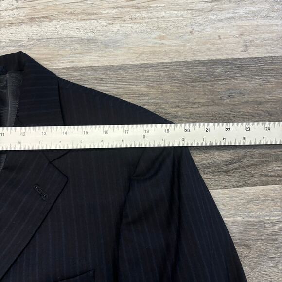 Daniel Cremieux Striped Blue Black Mens 42R Loro Piana Suit Sport Coat Blazer - Picture 6 of 13